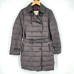 Moncler Puffer Jacket Authentic Double Breasted Gray Polyamide Womens Size 1 XS